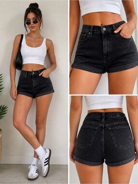 BDG Black Mom  High-Rise Rolled Hem Denim Shorts Size 31